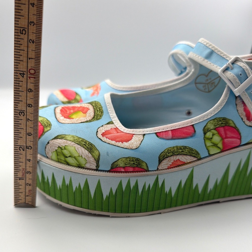 Hot Chocolate Design Sushi Mary Jane Platform Shoes Blue Novelty Women's Size 11 - Picture 9 of 9